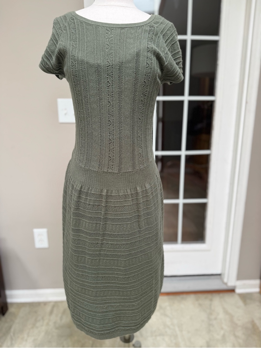 Athleta Olive Green Cashmere Cotton Blend Knit Dress Size M